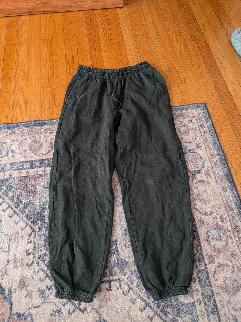 Women's Dark Green Elastic Waist Sweatpants